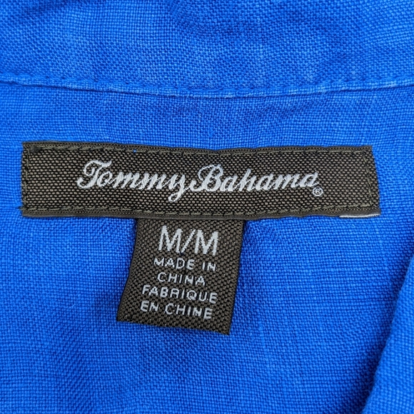 Tommy Bahama Blue Linen Button Down Shirt Blouse Women's Size Medium - Picture 4 of 6